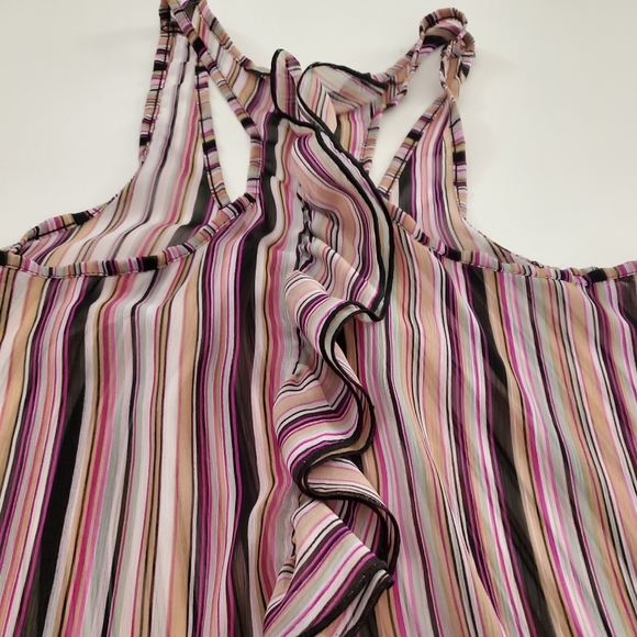 Lime sheer tank w razor back ruffle - Picture 2 of 5